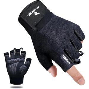 ATERCEL Workout Gloves for Men and Women, Exercise Gloves for Weight Lifting, Cycling, Gym, Training, Breathable and Snug fit (Medium, Black)