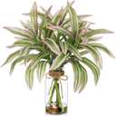 Faux Greenery Stems in Vase Dracaena Aritificial Plant in Glass Vase with Faux Water & Stones 15.7" Small Potted Plants Arrangement Centerpieces for Farmhouse Kitchen Dinner Tables Greenery Decor
