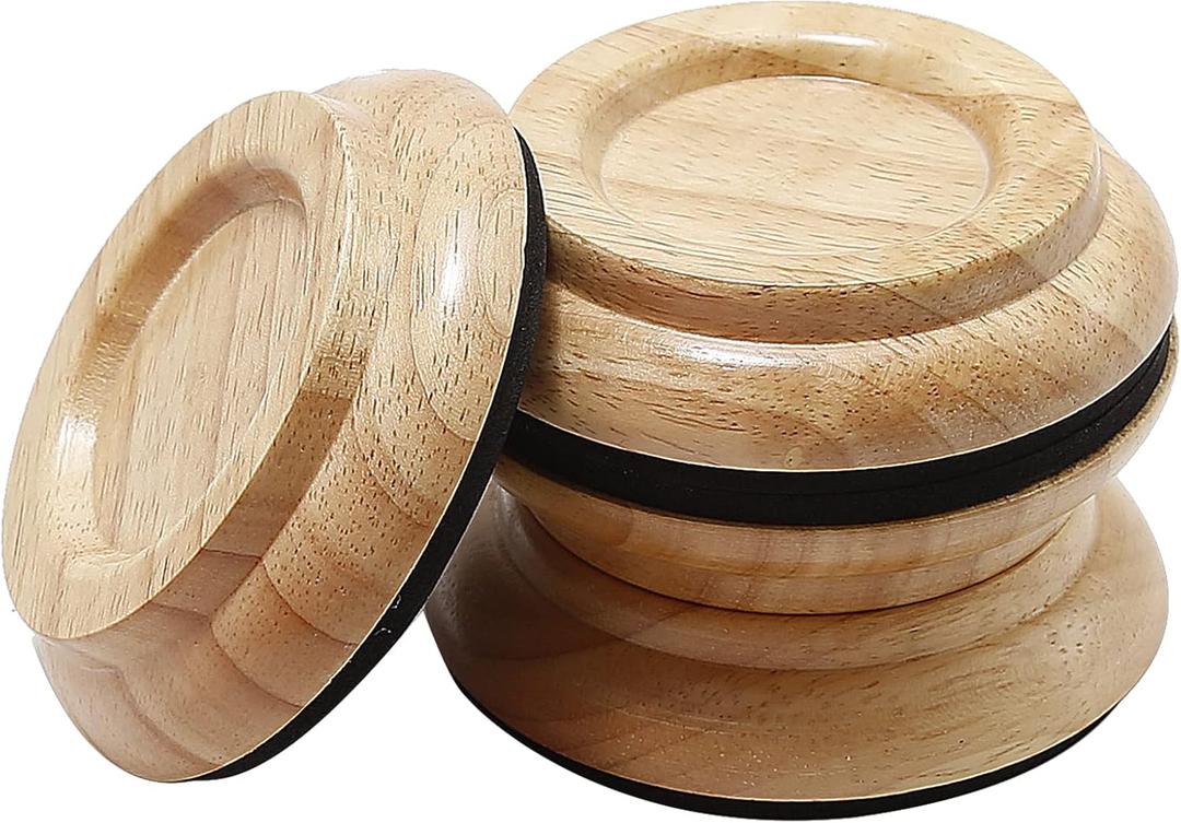 4pcs Hardwood Upright Piano Caster Cups Set of Oak Furniture Leg Pads Piano Caster Solid Hardwood Wheel Load Protectors