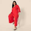 Amazon Essentials Women's Relaxed-Fit Matte Jersey Jumpsuit (Red, XS)