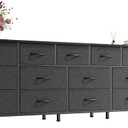 Huuger 77.6" Long Dresser for Bedroom, 16 Drawer Fabric Dresser for Closet, Wide Chest of Drawers with Storage, TV Stand for 65, 75, 85 Inch TV, 77.6" W x 12.9" D x 26.7" H, Black