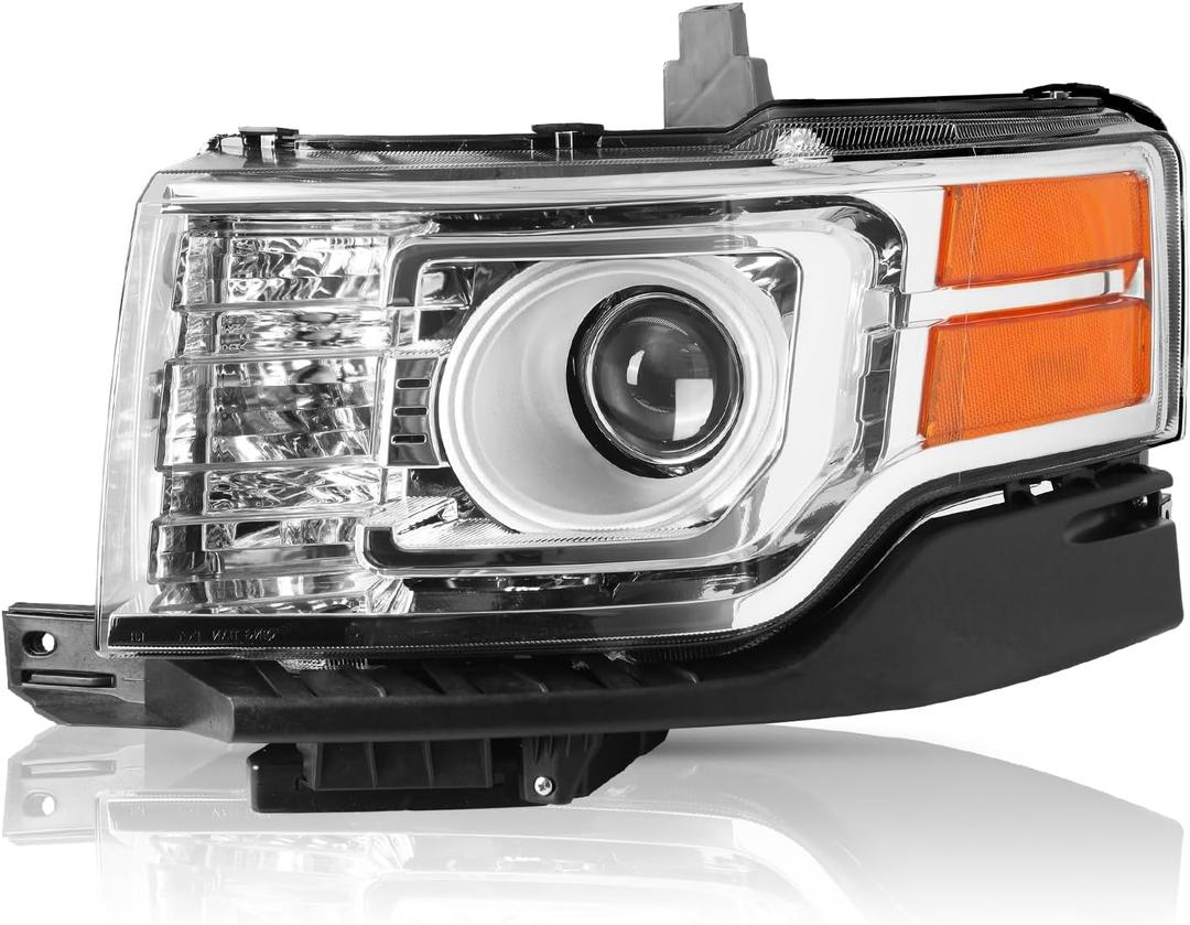 OE Style Projector Headlight Assembly for 2009-2012 Ford Flex [Factory HID/Xenon Model] Chrome Housing Headlamp Replacement (Left Driver Side)