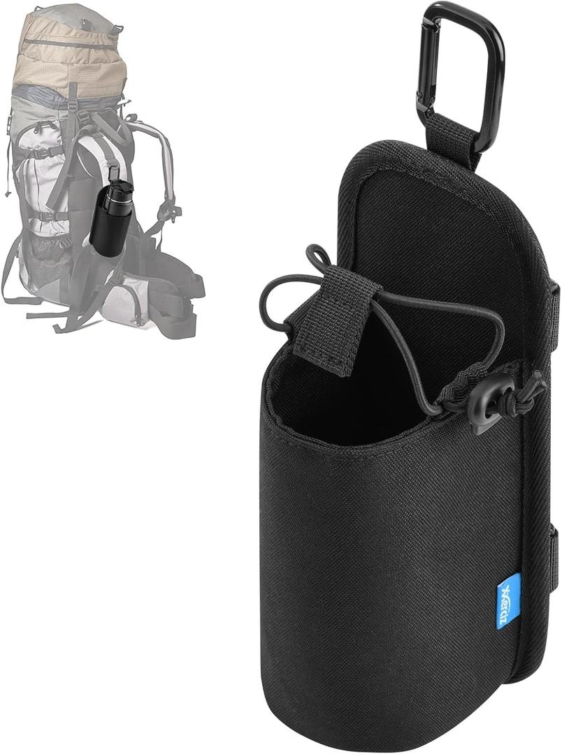 Xxerciz Water Bottle Holder for Backpack Shoulder Strap, Nylon Water Bottle Strap with Drawstring Carabiner, Portable Backpack Attachment Water Bottle Pouch for Hiking Walking Camping Xxerciz Water Bottle Holder for Backpack Shoulder Strap, Nylon Water Bottle Strap with Drawstring Carabiner, Portable Backpack Attachment Water Bottle Pouch for Hiking Walking Camping