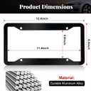 OLLEN Gloss Black Heavy Duty License Plate Frames, 2 Pack Aluminum Alloy Car Plate Holder Bracket, with Screw Caps, Rattle Proof Pads, Black