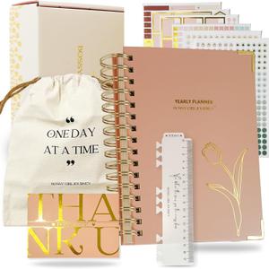 Bossy Girl Journey Undated Weekly Hourly Vertical Spiral Planner A5 (Beige)