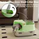3-in-1 Convertible Cat Litter Box, ABS + Stainless Steel Pan, Enclosed Low Entry High Sided Box with Litter Trapping Grid, 23.1x16.93x14.1 Inch, for Senior Kittens & Large Cats（Green）