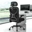 Home Office Desk Chairs, Ergonomic Office Chair with Lumbar Support & 3D Headrest, Computer Desk Chair with Flip-up Armrests, Perfect for Office or Study, Black/Carbon Fiber