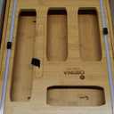 6 IN 1 Bamboo Baggie Organizer for Drawer with Labels, Expandable Storage Bag Organizer with Aluminum Foil and Saran Wrap Cutter Compatible with Quart, Gallon, Sandwich and Snack Size Bags