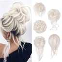 5 PCS Messy Bun Hair Piece for Women Scrunchies Ponytail Extension with Elastic Rubber Band Hair Pieces for Updos Fake Hair Buns Hair Piece Accessories Set for Women (White Blonde)