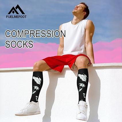 FuelMeFoot 4 Pairs Compression Socks for Women & Men 15-20mmHg Graduated Support Knee High Socks for Nurses, Travel, Athletic,Size:XXL, Assorted