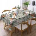 Rabbits and Flowers Tablecloth Rectangular Table Cloth Table Cover Reusable Tablecloths for Party Picnic Dinner Decor 54x72in