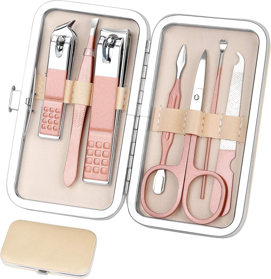Manicure Set Women Nail Clippers Set Nail kit Manicure Pedicure Kits Professional Grooming Kit Nail Care Gift for Women Nail Sets Ultra Sharp Suitable for Home Travel Foot Hand Care Tools (8 Piece Set)