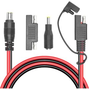 RIIEYOCA DC 8mm Male to SAE Connector Adapter 14AWG Cable,with SAE Polarity Reverse and DC 5.5mm x 2.5mm Adapter for RV & Solar Generator Portable Solar Panel,1.8M/6Ft