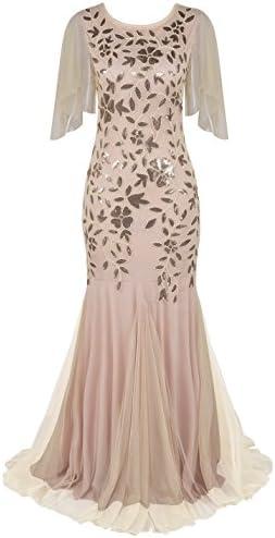 PrettyGuide Women's Evening Dress 1920s Sequin Mermaid Hem Maxi Long Formal Ball Gown, Size: 12-14