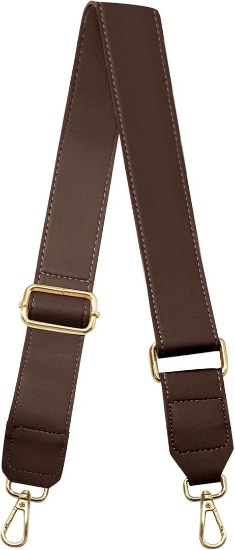 PHITUODA Brown Leather Purse Strap Wide Adjustable Shoulder Purse Strap Handbags Replacement Crossbody Straps with Swivel Clasps, 33~55 inch