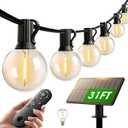addlon 25FT Solar Powered Outdoor String Lights Waterproof with Remote, G40 Solar Powered String Lights with 13 LED Shatterproof Bulbs, 3 Light Modes, Dimmable Solar Lights for Outside Bistro Cafe