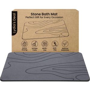 Stone Bath Mat Non-Slip Diatomaceous Earth Shower Mat, Super Absorbent & Quick-Drying Bathroom Floor Mat, Easy-to-Clean Diatomite Bath Stone for Safer, Dryer Steps (23.6" x 15.4", Gray)