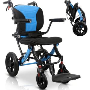 Wheelchairs for Adults Ergonimic Transport Chair Lightweight Foldable with 12-inch Big Wheels for All Terrains Travel Wheelchair with Removable Cushion