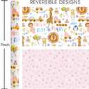 2 x Homeral Baby Shower Wrapping Paper Roll - Mini Roll - 17 Inch x 16.5 Feet - Animals, Rainbow and Cars & Pink Stars Reversible Gift Wrap for Baby Boys Girls Shower, Birthday, Gender Reveal, Holiday