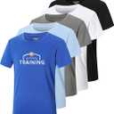 TAGIHOO 5 Pack Boys Mesh Athletic Quick Dry Short Sleeve Workout Moisture Wicking Active T-Shirt for Kids(YH-A, M)