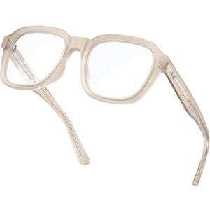 VISOONE Oversized Square Blue Light Blocking Glasses Fashion Computer Eyewear for Women and Men BENNETT (Oyster Grey)