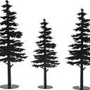 Farmhouse Metal Pine Tree Decor - Rustic Cabin Woodland Forest Accent Fireplace Centerpiece Living Room Bedroom Bookshelf Christmas Decorations Set of 3 (Black)