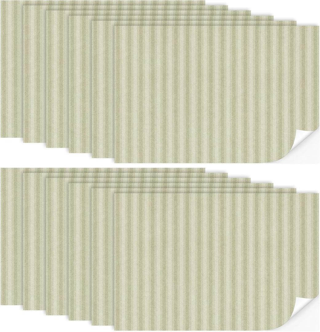 Flutesan 12 Pcs Miniature Dollhouse Wallpaper and Flooring Peel and Stick Mini DIY Self Adhesive Dollhouse Accessories 8.27 x 11.69 Inch (Vintage Stripes)