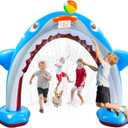 11Ft Inflatable Shark Sprinkler, Large Shark Arch Sprinkler Toys for Summer Outdoor Backyard Yard Lawn, Perfect Inflatable Shark Sprinkler Water Park Toy Games for Boys Girls (132" x 83")