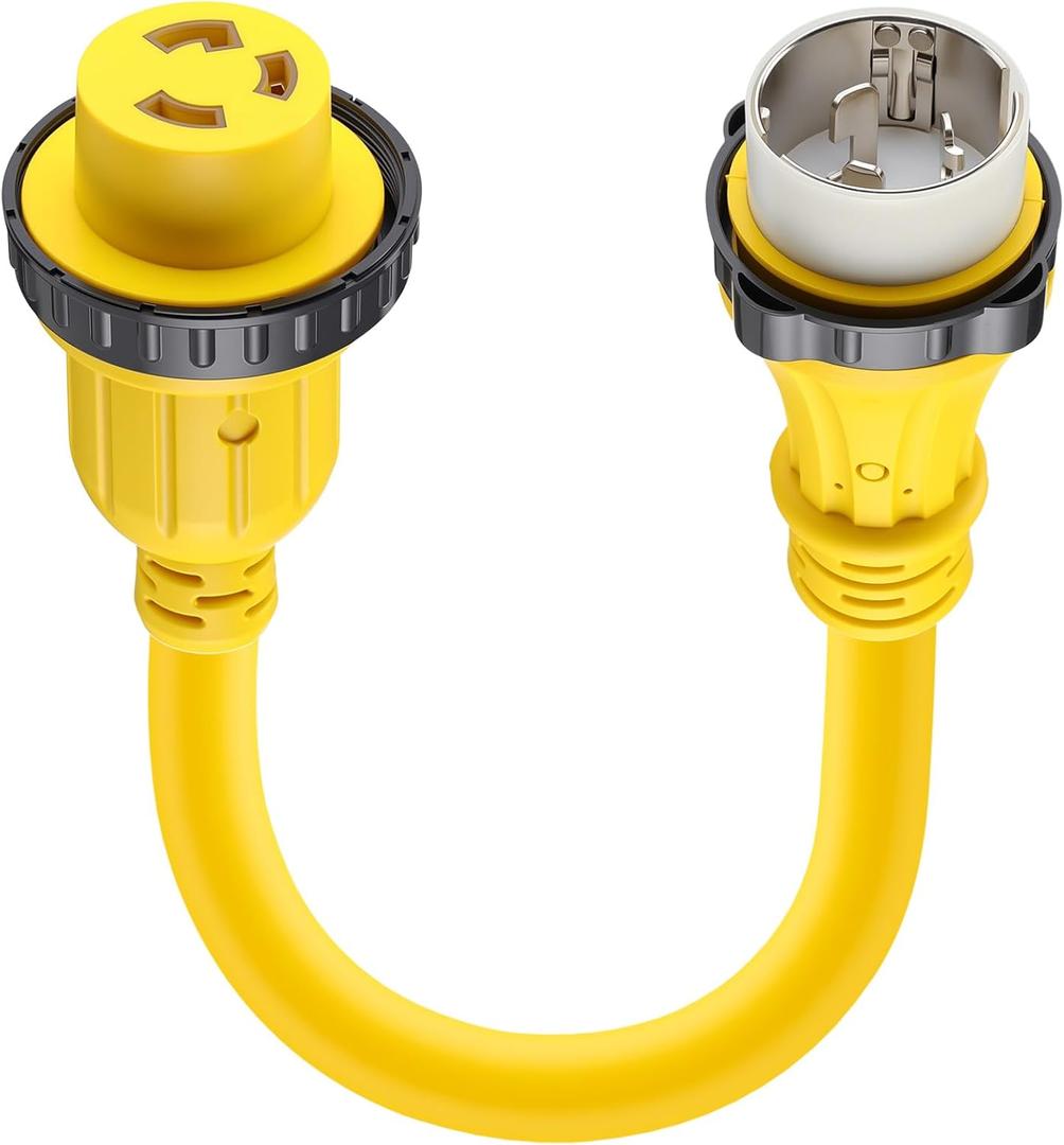 Kanayu Marine Shore Power Adapter Cable Compatible with Nema SS2-50p to L5-30r, Marine 50 Amp 125/ 250v Male to L5-30 125 Volt 30 Amp Shore Power Female Converter, Lock Adapter, 1.8ft (Yellow)