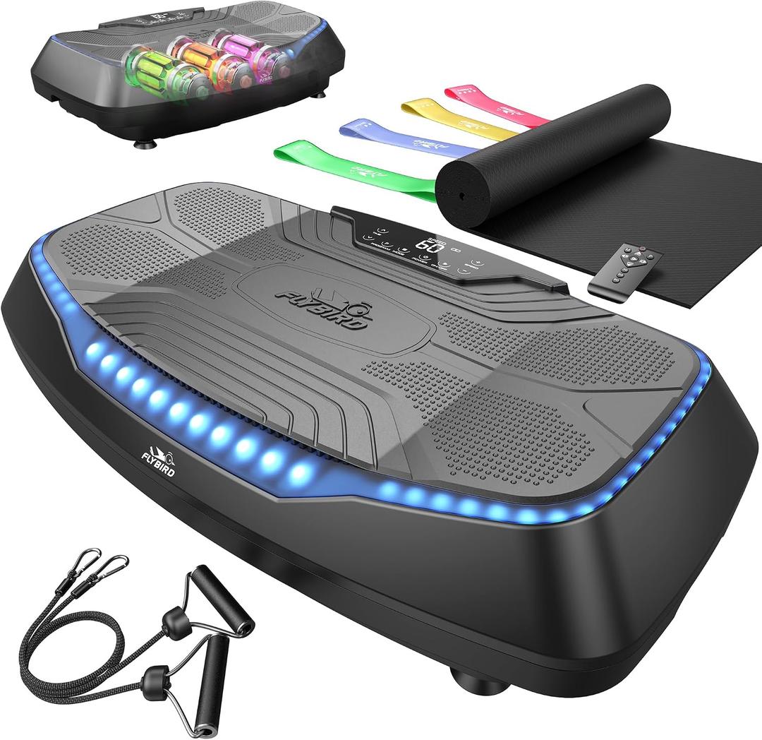 FLYBIRD Vibration Plate Exercise Machine, Adjustable Speed High Intensity Vibration for Muscle Toning Weight Loss Lymphatic Drainage, Full Body Workout Vibration Plate