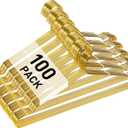 Wesiti 100 Pcs Stainless Steel Metal Hangers Wire Hangers for Clothes Strong Ultra Thin Space Saving Wire 17.7" Clothes Space for Coat Suit Bridal Boutique Dress Closet Dorm Clothing Rack(Gold)