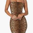 Y2K Sexy Leopard Print Sleeveless Bodycon Going Out Cheetah Print Dress Summer Mini Dress Tiger Print Dress, S
