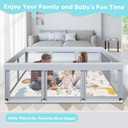 Fshibila 74"x50" Large Baby Playpen, Baby Playard for Babies and Toddlers, Play Pens for Indoor & Outdoor, Sturdy Safety Play Yard with Soft Breathable Mesh, Anti-Fall, Grey (with MAT)
