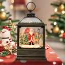 Christmas Snow Globe Lantern with Santa 8 Music Songs & 6H Timer Water Snow Globe Lantern USB & Battery Operated for Christmas Festival Decorations Gifts (Santa)
