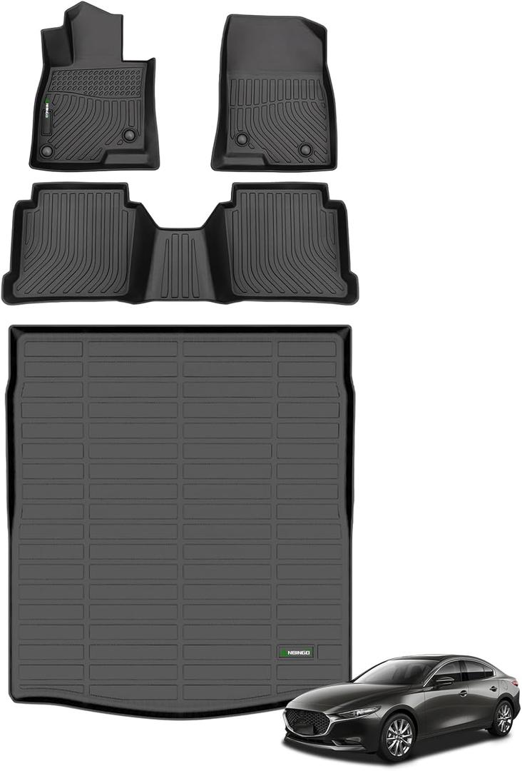 ANBINGO-Floor Mats & Cargo Liner for Mazda 6 2014-2021 TPE All Weather Protection Anti-Slip Automotive Mazda 6 Floor Liner Trunk Mat Set Accessories, Black