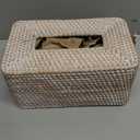 Rattan Tissue Box Cover Square, Hand Woven Wicker Tissue Holder, 5.5 x 5.5 X 5.7 inch, Whitewash