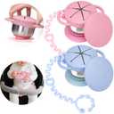 Palksky Snack Cups Stainless Steel for Toddlers Spill Proof with,2 Pack Toddler Snack Containers for kids with Suction Cup and Antiloss rope