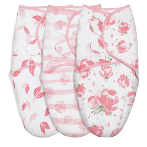 GLLQUEN BABY Girl Swaddles 0-3 Months - 3 Pack Baby Swaddles Sack for Newborn, Infant Sleep Sack, Easy Swaddling Wrap, A Pink Floral, Nursery Swaddle Blankets Essentials