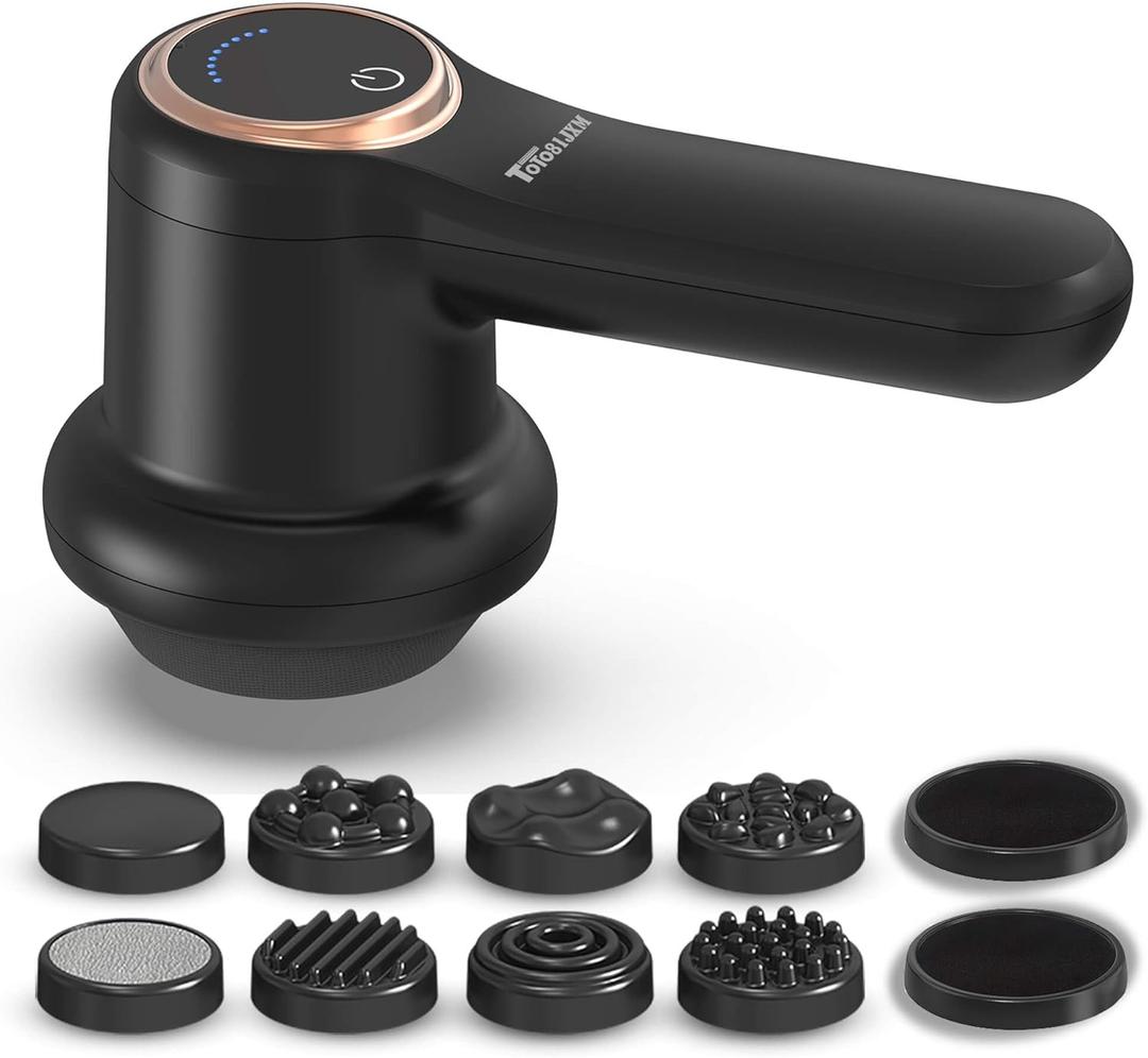 TOTO81JXM Handheld Cellulite Massager, Body Sculpting Machine, Lymphatic Drainage Device, Lipo Massage Roller for Stomach Belly Butt Arms Legs, Vibrating Massage Home Use Cordless & Mini (Black)