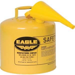 Lata de seguridad tipo I de acero galvanizado con embudo, de Eagle, Amarillo