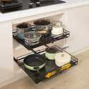 REALINN 2 Pack Pull Out Cabinet Organizer, Expandable(12"-20") Slide Out Drawers 3 Slide Rails Fix with Adhesive or Screw, Roll Out Shelves for Kitchen Cabinet Organization, Black