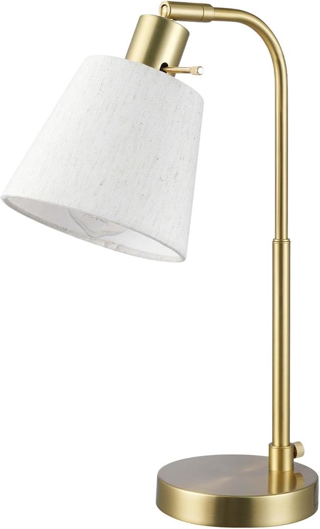 GLOBE Electric 61000057 16" Desk Lamp, Matte Brass Finish, White Shade, Adjustable Pivot Joint, Rotary Switch on Socket, Modern Lighting for Bedroom or Office, Indoor Lights, E26 Base GLOBE Electric 61000057 16" Desk Lamp, Matte Brass Finish, White Shade, Adjustable Pivot Joint, Rotary Switch on Socket, Modern Lighting for Bedroom or Office, Indoor Lights, E26 Base