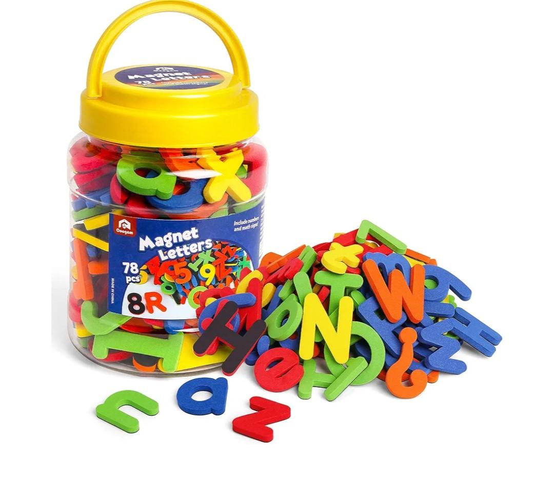 Coogam EVA Magnetic Letters Numbers 78 Pcs Alphabet ABC 123 Fridge Magnets Colorful Educational Toy Set, Preschool Learning Spelling Counting Uppercase Lowercase Math for 3 4 5 Years Kid