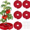 5 Sets Tomato Watering Trays, Surrounding Red Tomato Automator Tray, Root Irrigation Trays for Vegetables, Reduce Runoff, Weed Control, Boost Growth for Tomatoes, Peppers & Garden Veggies
