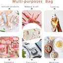 3 x Small Quilted Cotton Initial A-Z Makeup Bag, Personalized Aesthetic Chenille Letter Travel Cosmetic Pouch with Bear Pattern, Cute Preppy Toiletry Organizer Bag, Gift Ideal for Women Girls(Bear A)