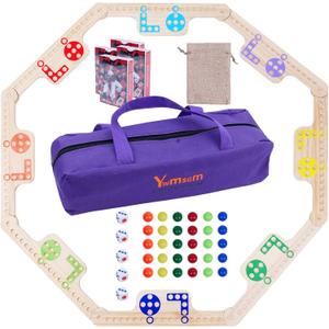 Solid Wood Marbles and Jokers Board Game,Pegs and Jokers Card Game for 2-8 Players,Featuring Interlocking Game Boards,It Comes with 80 Marbles and 4 Decks of Playing Cards for Parties and Game Nights
