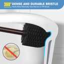 UPTRONIC Toilet Brush, Aluminum Alloy Toilet Brush and Holder Set with Long Handle Durable Bristles Toilet Bowl Brush and Covered Holder for Toilet Scrubber for Bathroom Cleaning (1, Brown)