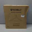 TECHMILLY 20 Pack Solid Wooden Suit Hangers, Heavy Duty Coat Hangers for Closet, Smooth Finish Clothes Hangers with 360 Swivel Hook & Non Slip Pant Bar & Cut Notches for Shirt, White