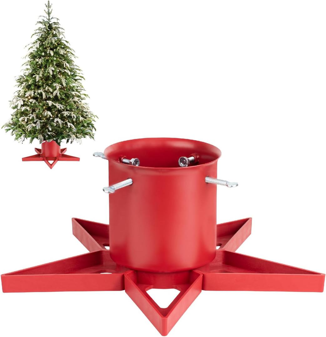 Xmas Tree Stand Base for Real Trees Up to 6ft Red Christmas Tree Stand Christmas Tree Holder Fits Up to 4.7" Xmas Tree Trunks for Christmas Decor