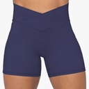 Sunzel Crossover Biker Shorts for Women, No Front Seam V High Waist Yoga Workout Gym Shorts with Tummy Control S